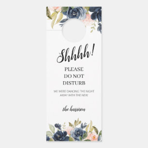 Blush Navy Blossom bruiloft welkom niet storen