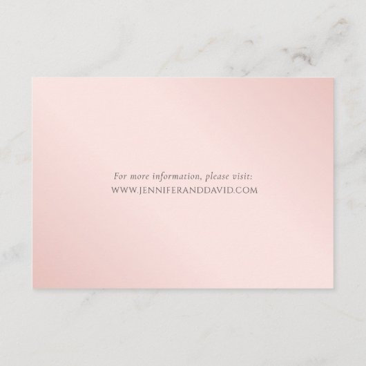 Blush Navy Blue Bruiloft Hotel Accommodatie Informatiekaartje (Achterkant)
