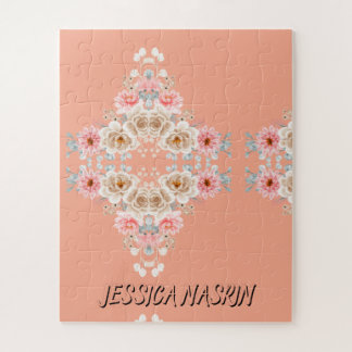 Blush Navy Blue Soft Pastel Pink Floral Legpuzzel