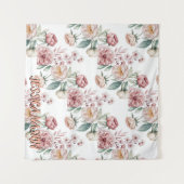 Blush Navy Blue Soft Pastel Pink Floral Wandkleed (Voorkant (horizontaal))