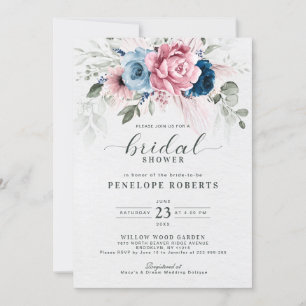 Blush Navy Blue Soft Pastel Roze Vrijgezellenfeest Kaart