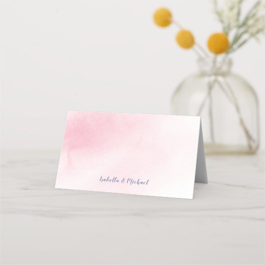 Blush navy calligraphie rustique mariage cartes de (Dos)