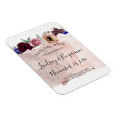 Blush Navy en Bourgondië Floral Save the Date Magneet (Rechterzijde)