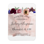 Blush Navy en Bourgondië Floral Save the Date Magneet (Verticaal)