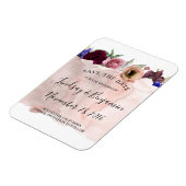 Blush Navy en Bourgondië Floral Save the Date Magneet (Linkerzijde)