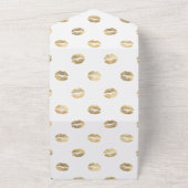 Blush, Navy en Gouden Bloemige Trouwdag All In One Uitnodiging (Buitenkant)