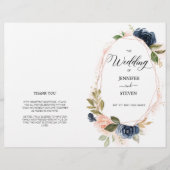 Blush Navy Floral Floral Folded Wedding Programme (Devant)