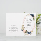 Blush Navy Floral Floral Folded Wedding Programme (Debout devant)