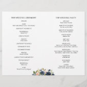 Blush Navy Floral Floral Folded Wedding Programme (Dos)