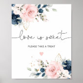 Blush navy floral Love is lief Poster (Voorkant)