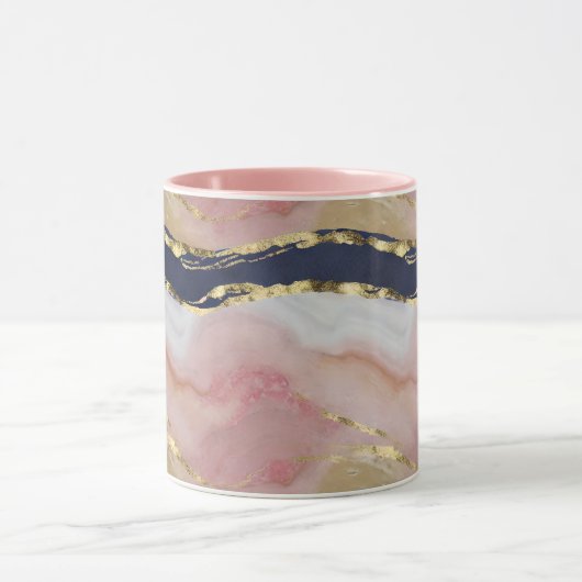 Blush, Navy, Gold Marble Mok (Midden)