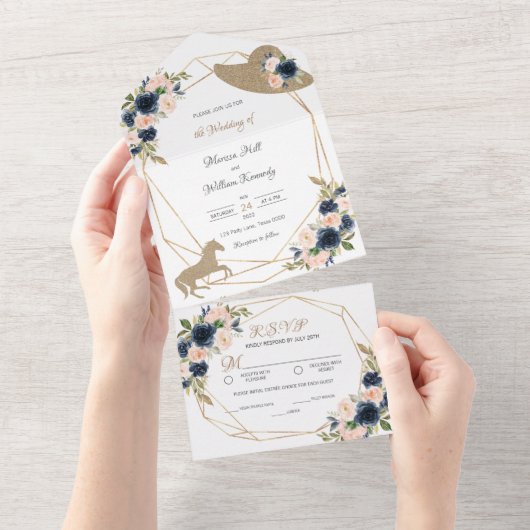 Blush & Navy Kentucky Derby Invitations de mariage (Déchirure)