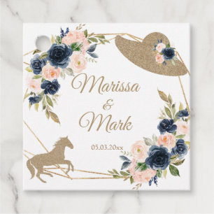 Blush & Navy Kentucky Derby Wedding Bedankjes Labels
