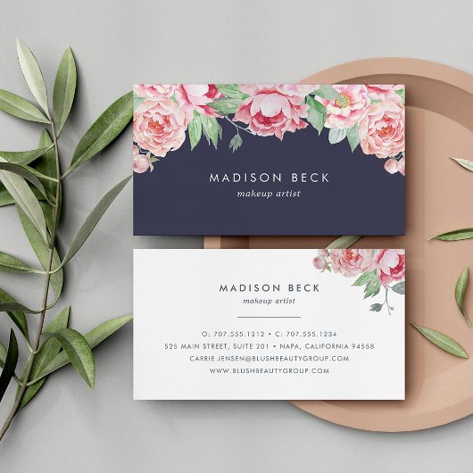 Blush & Navy Peony Visitekaartje