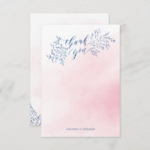 Blush navy rustieke bloemenkalligrafie dank u bedankkaart (Voorkant / Achterkant)
