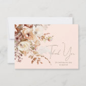 Blush Neutral Floral Merci Carte Note (Devant)
