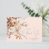 Blush Neutral Floral Merci Carte Note (Debout devant)