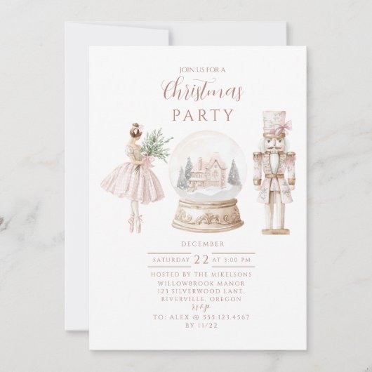 Blush Nutcracker Christmas Kaart (Voorkant)