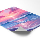 Blush Ocean Sunset Waves Watercolor Art Poster (Hoek)