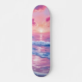 Blush Ocean Sunset Waves Watercolor Skateboard (Voorkant)