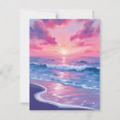 Blush Ocean Sunset Waves Waterverf Kaart (Voorkant)