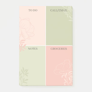 Blush & Olive Floral Line Art om notities te maken Post-it® Notes
