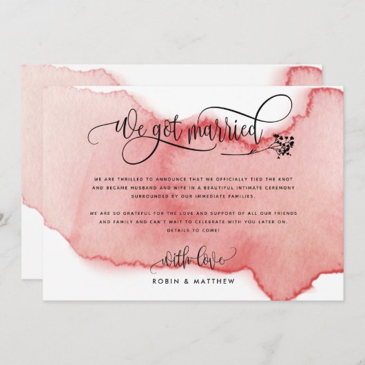 Blush, on s'est marié Mariage, Elope Faire-part (Devant / Derrière)