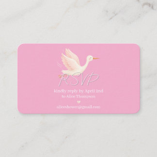Blush Ooievaar RSVP Baby Shower Kaart