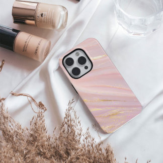 Blush Opaline – Luxe Blush Roze & Goud Marmer iPhone 16 Hoesje