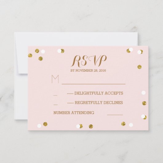 Blush or confetti élégant mariage cartes RSVP (Devant)