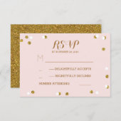 Blush or confetti élégant mariage cartes RSVP (Devant / Derrière)