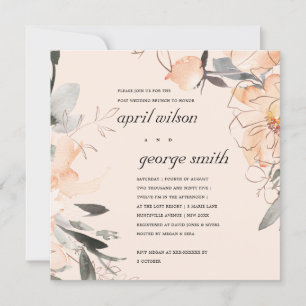 BLUSH ORANGE FLORAL POST MARIAGE BRUNCH INVITATION