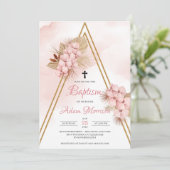 Blush orchid Dried Palm Leaves Gold Arch Baptisme Kaart (Staand voorkant)