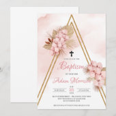 Blush orchid Dried Palm Leaves Gold Arch Baptisme Kaart (Voorkant / Achterkant)