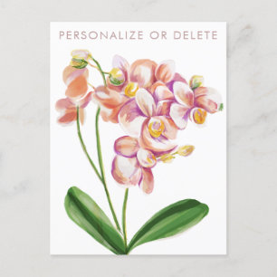   Blush Orchide Waterverf Chic Bloemstuk Persoonli Briefkaart