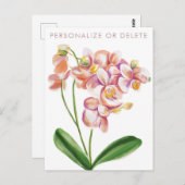 Blush Orchide Waterverf Chic Bloemstuk Persoonli Briefkaart (Voorkant / Achterkant)