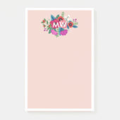Blush Paarse Boho Bloemen Wit Monogram Post-it® Notes (Voorkant)