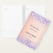 Blush paarse glitter naam handtekening 2026 planner (Display)