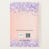 Blush paarse glitter naam handtekening 2026 planner (Achterkant)