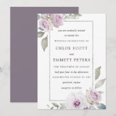 Blush Paarse Roos Floral Silver Wedding Kaart (Voorkant / Achterkant)