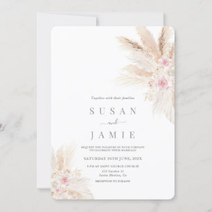 Blush Pampas Boho Wedding-uitnodiging Kaart