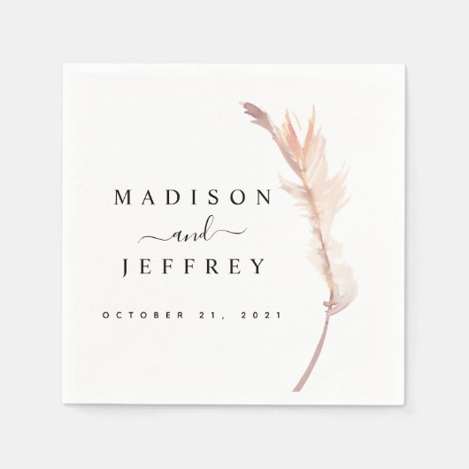 Blush Pampas Grass Minimalist Weddenschap Cocktail Servet (Voorkant)
