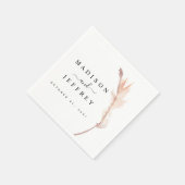 Blush Pampas Grass Minimalist Weddenschap Cocktail Servet (Hoek)