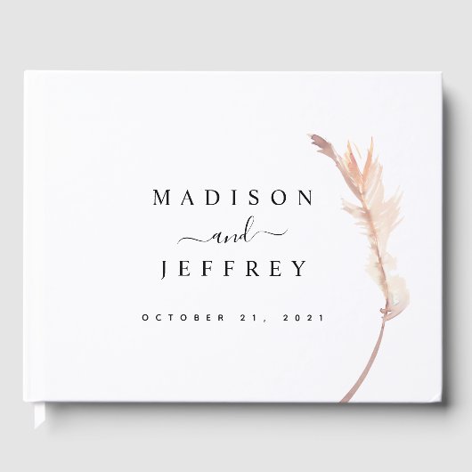 Blush Pampas Grass Minimalist Weddenschap Gastenboek (Voorkant)
