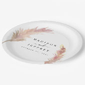 Blush Pampas Grass Minimalist Weddenschap Papieren Bordje (Gekanteld)