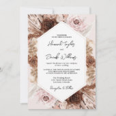 Blush Pampas Grass QR Code RSVP Weddenschap Kaart (Voorkant)