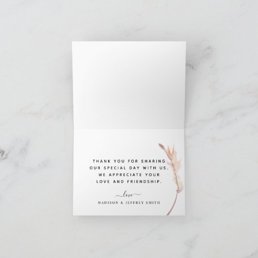 Blush Pampas Grass Weddenschap Hartelijk dank Aankondiging (Binnen)