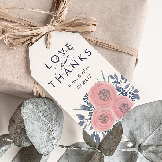 Blush papaver bruiloft cadeaulabel