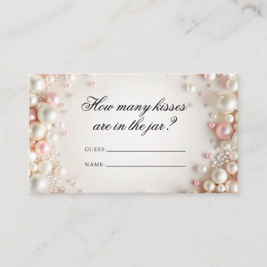Blush parels hoeveel kussen bruids spel informatiekaartje (Voorkant)