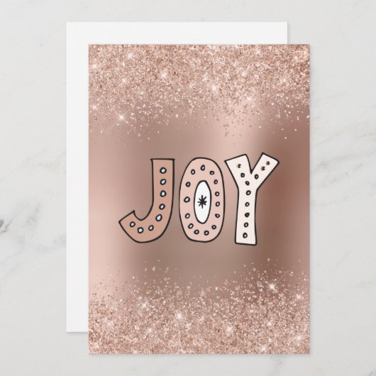 Blush Parties scintillant Rose Gold Foil Joy Carte (Devant / Derrière)